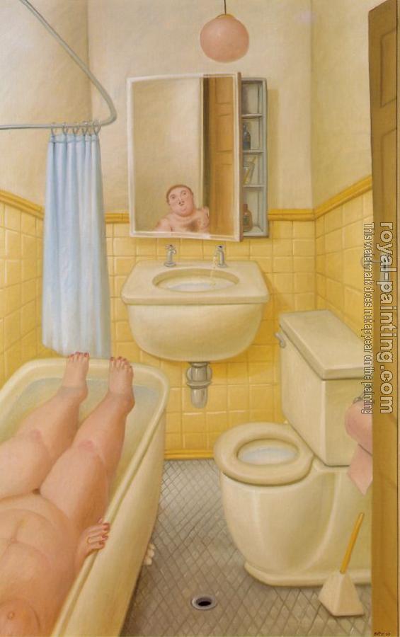 oil painting in bathroom