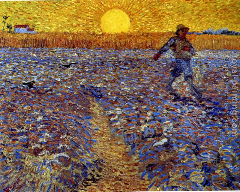 Sower with Setting Sun by Vincent Van Gogh | Oil Painting Reproduction