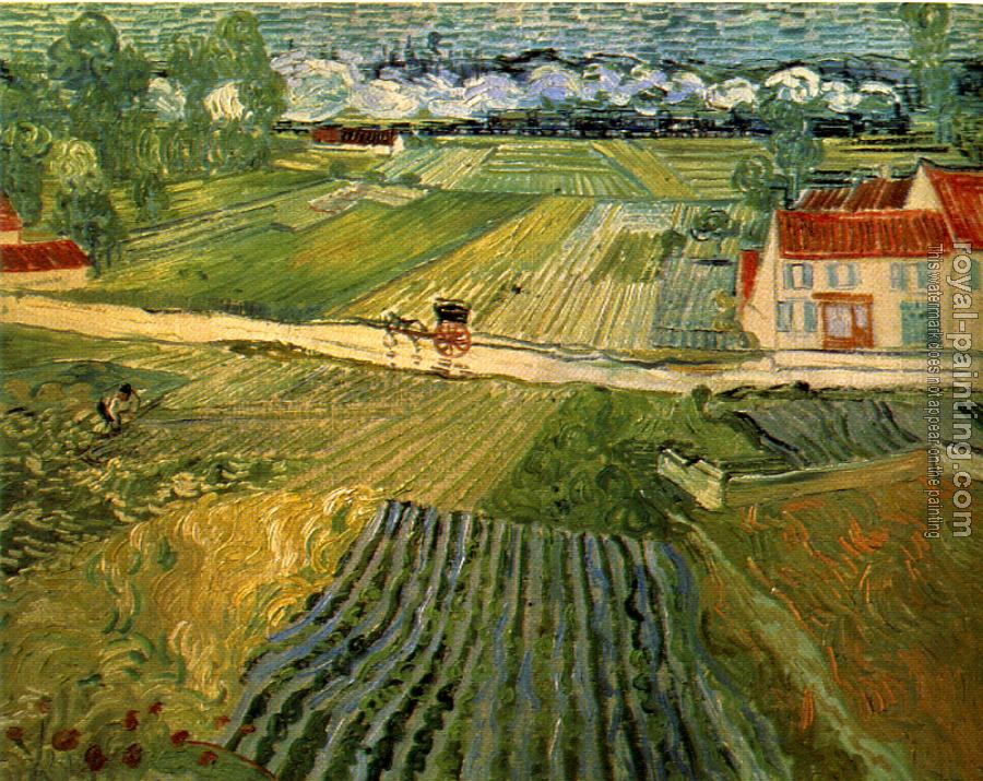 Landscape with Carriage and Train in the Background by Vincent Van Gogh ...