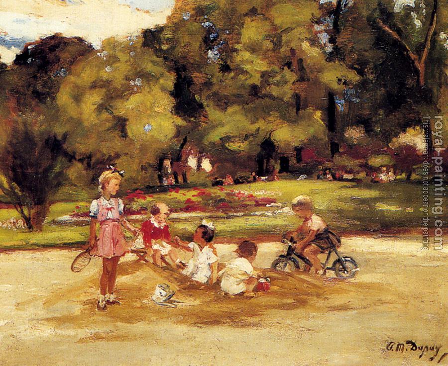 Children Playing In A Park By Paul Michel Dupuy Oil Painting Reproduction